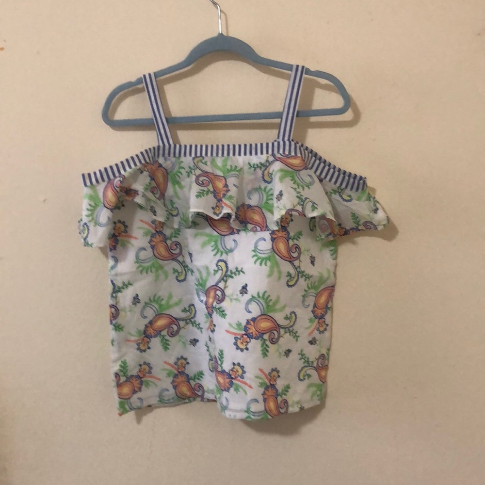 janie and jack off the shoulder floral top size 8